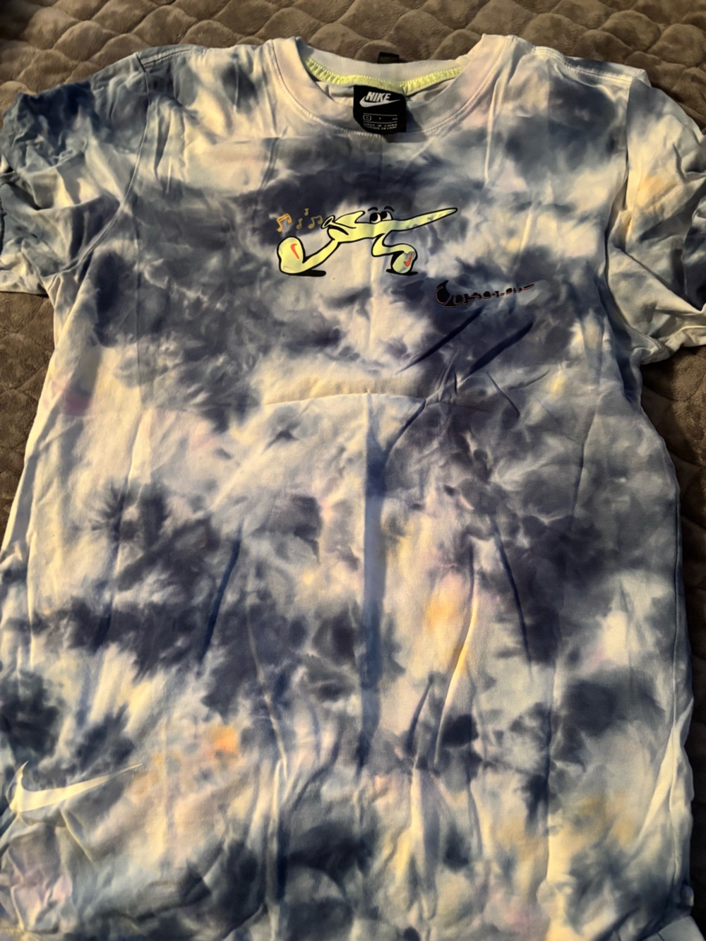 Nike Sportswear 'Festival' Tie-Dye Tee (Blue Void / Light Liquid Lime)
